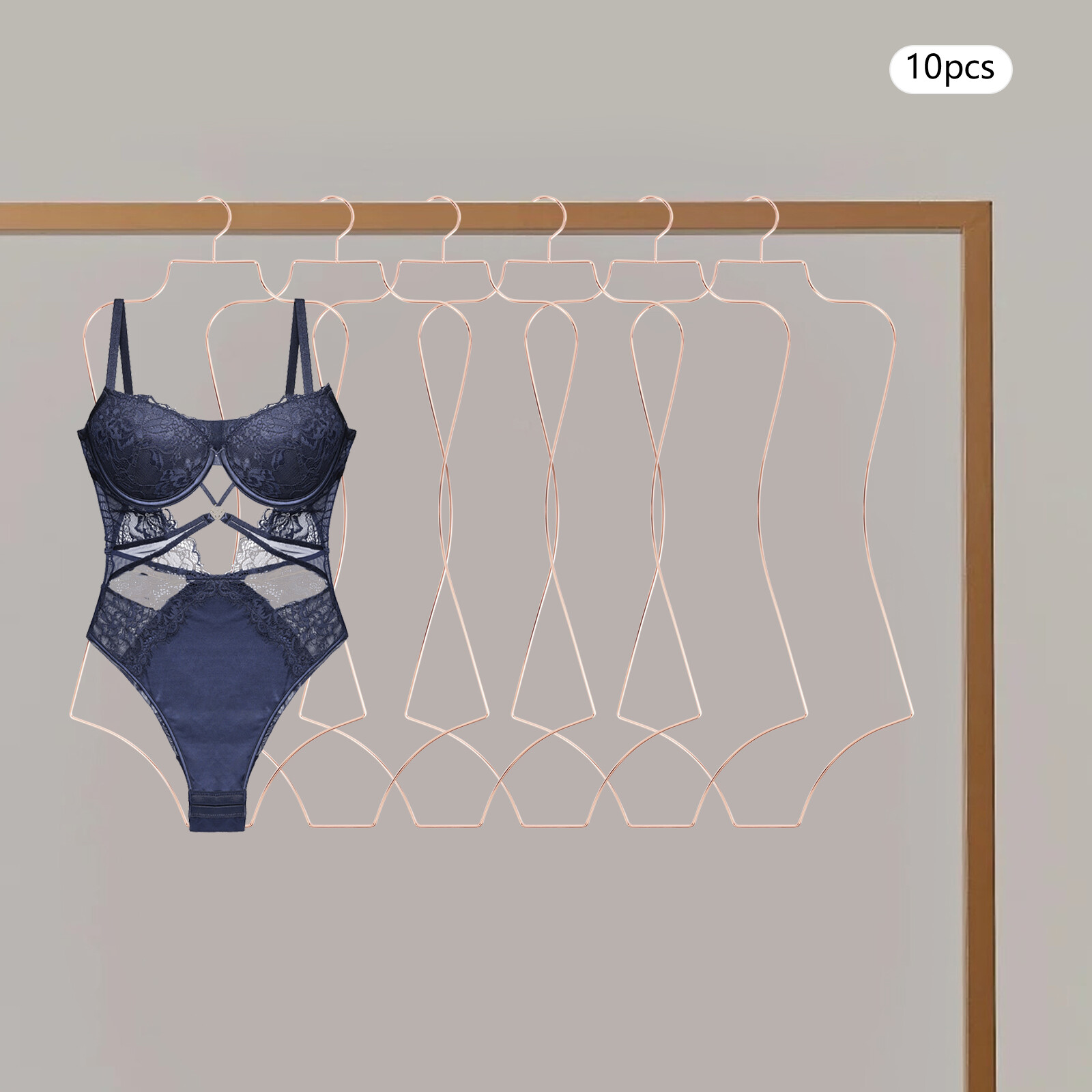 Rose Gold 10-Pack Body Shape Display Hangers for Swimwear and Lingerie