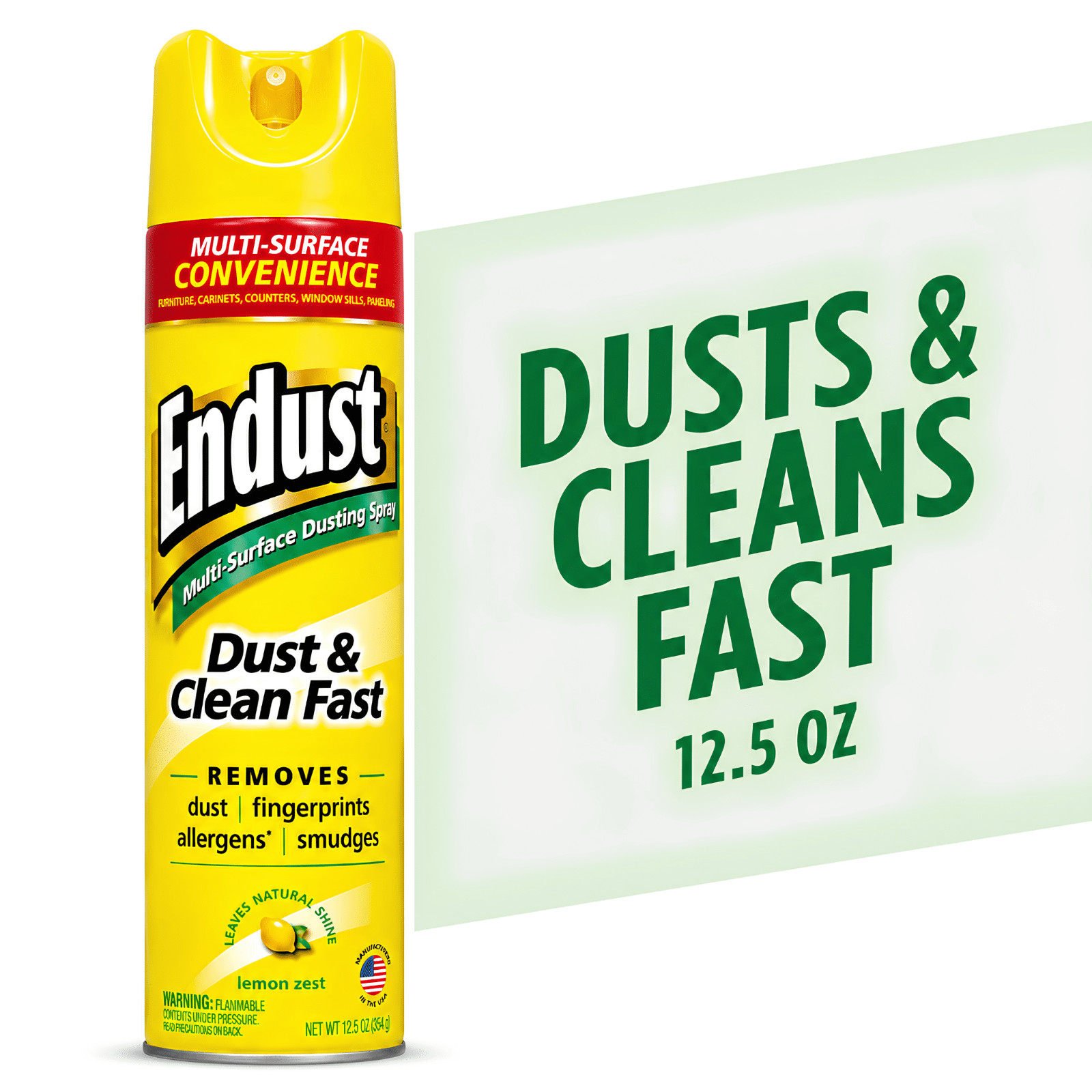 Endust® Multi-Surface Dusting and Cleaning Spray, Lemon Zest, Aerosol, 12.5 oz.