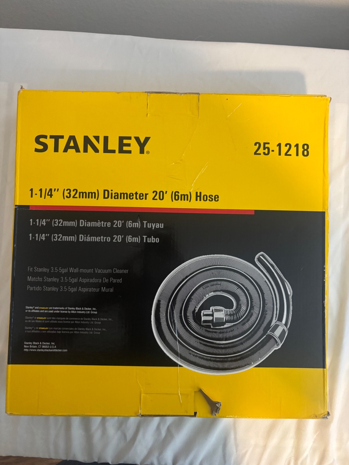 Stanley 25-1218 1-1/4″ (32mm) x 20′ Vacuum Hose for 3.5–5 Gal Wall Mount Vac