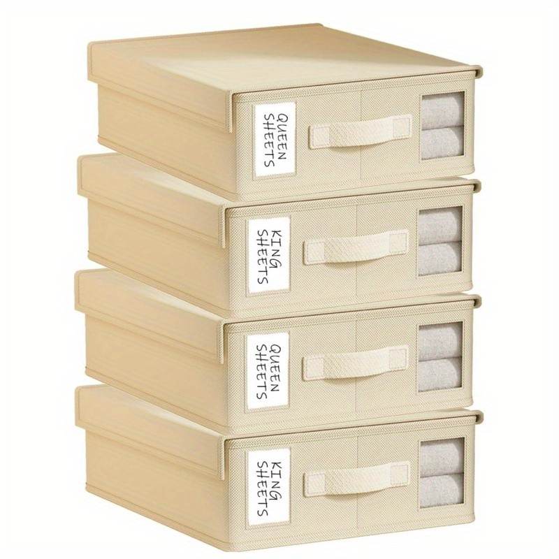 4pcs (grey; Beige) Oxford Fabric Non-Woven Fabric Minimalist Sheet Storage Rack