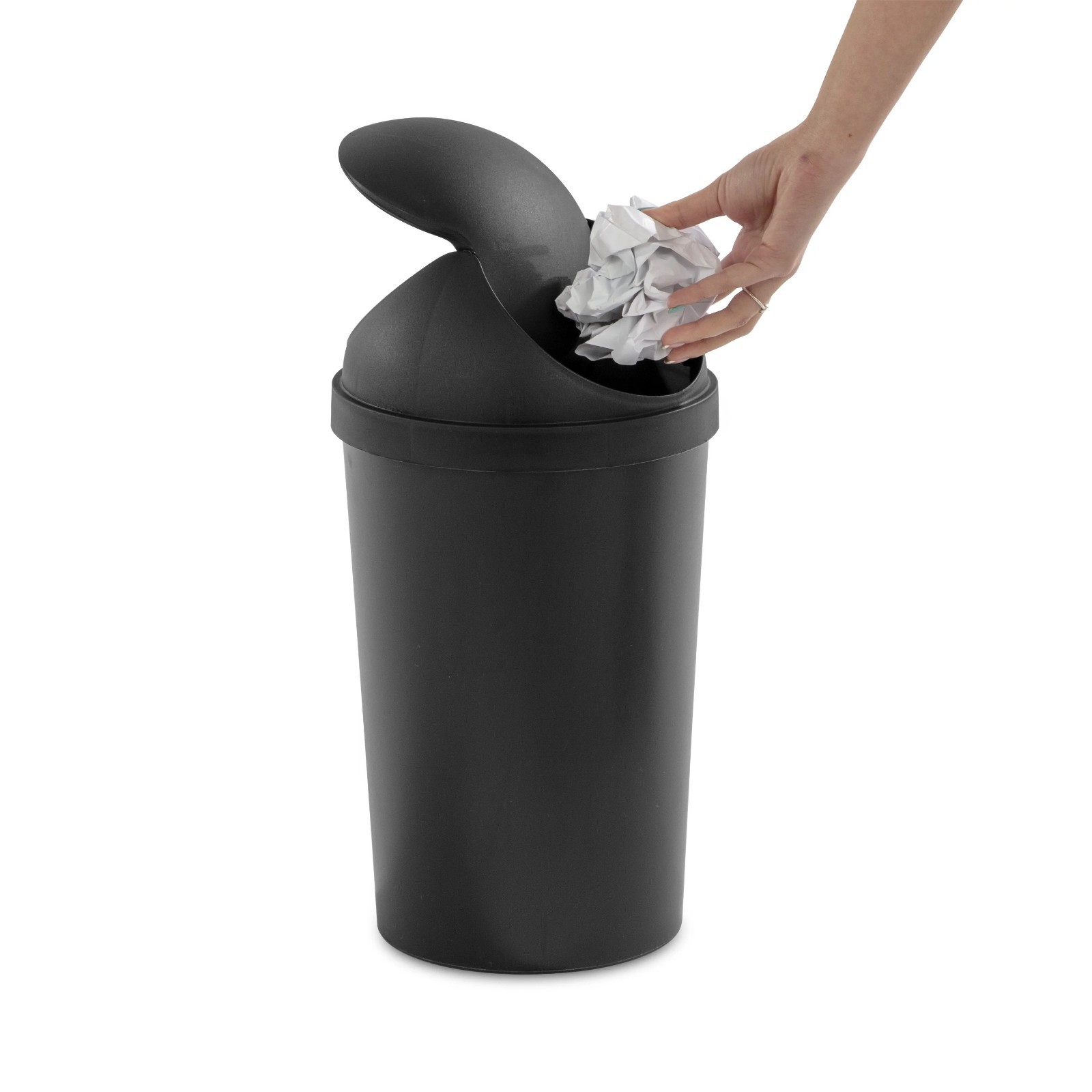 3 Gallon Bathroom Swing Top Wastebasket Small Plastic Round Trash Can with Lid