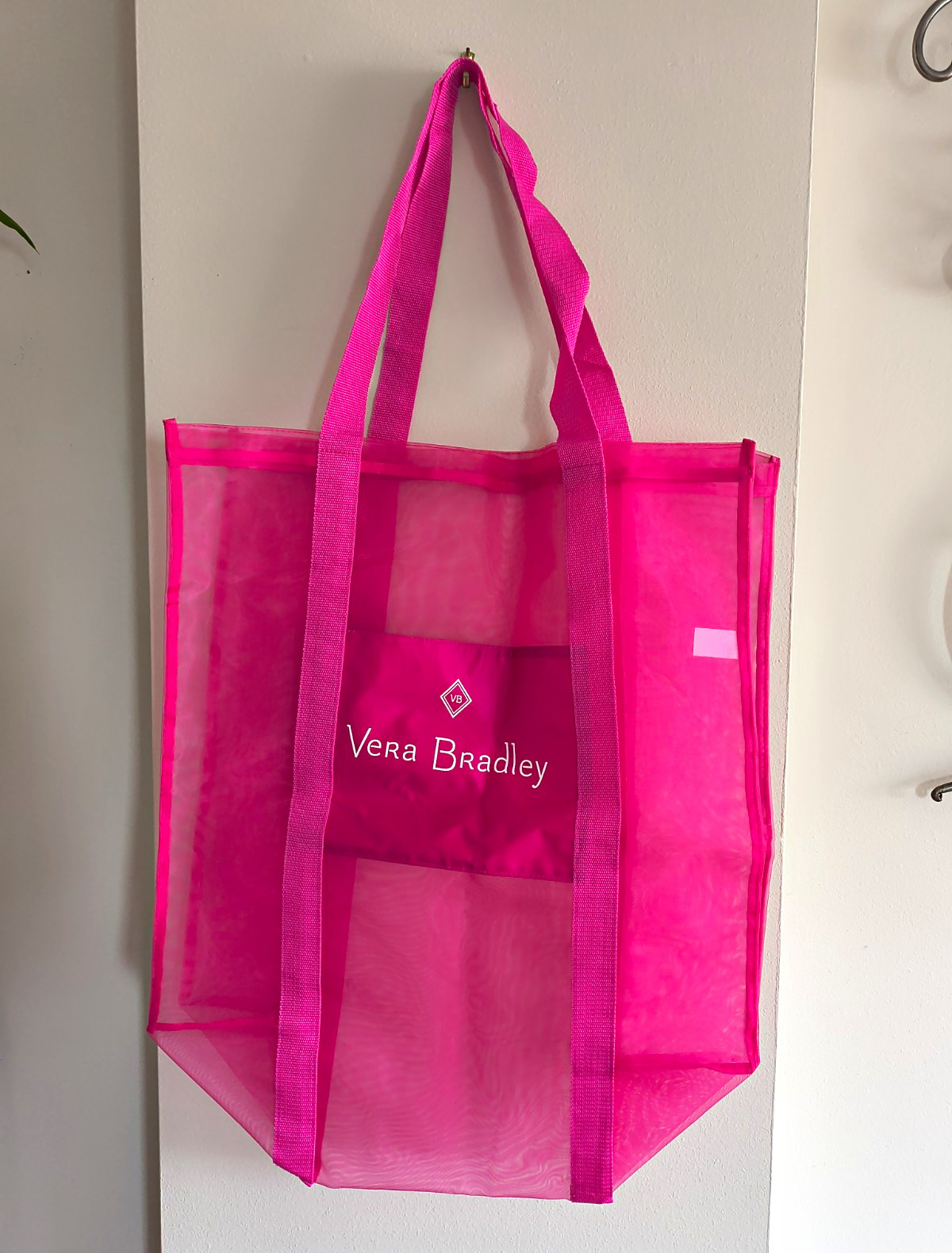New Vera Bradley Pink Mesh Reusable Shopping Beach Bag Tote Nylon 22x22x10