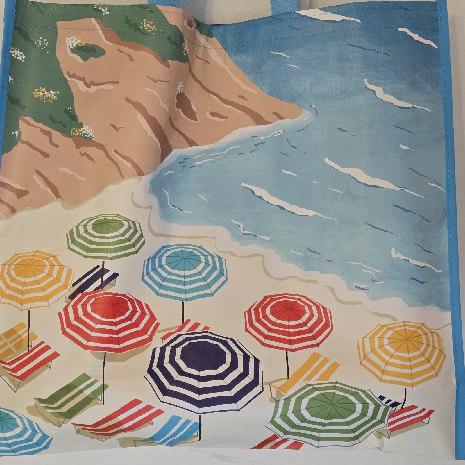 Beach Tropical Umbrellas Vacation Sand Shopping Gift Tote Bag Homegoods New