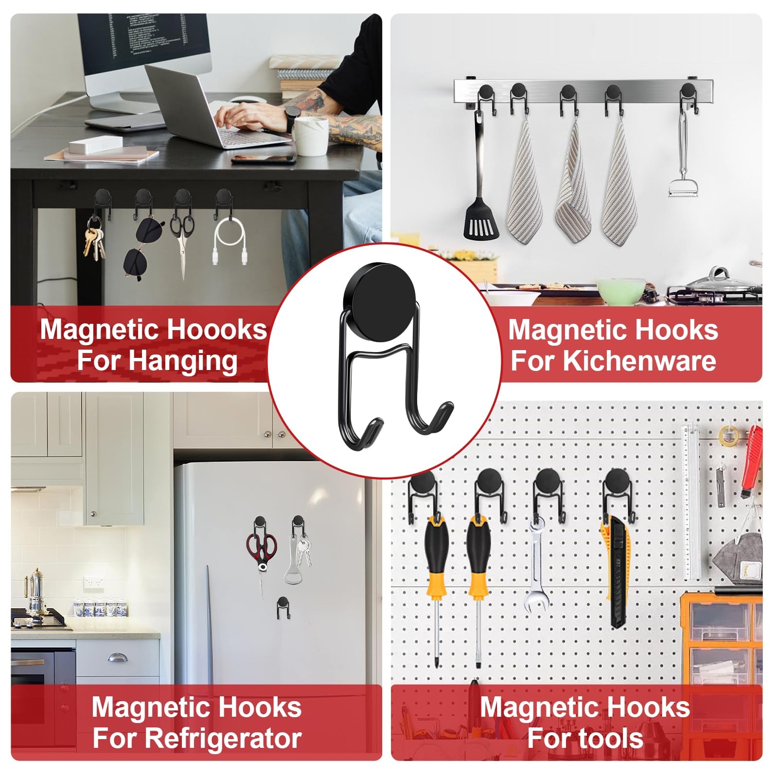 Buelkmag Magnetic Hooks 50Lbs+ 2026 Cruise Essentials 1.0in×2.2in-2, Black