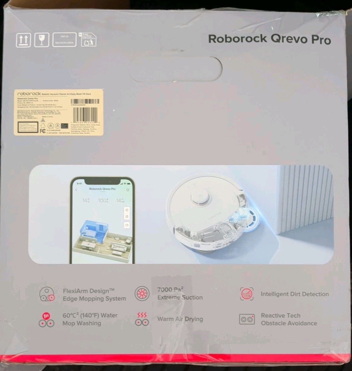 Roborock Qrevo Pro Robot Vacuum and Mop with FlexiArm Edge Mopping, White