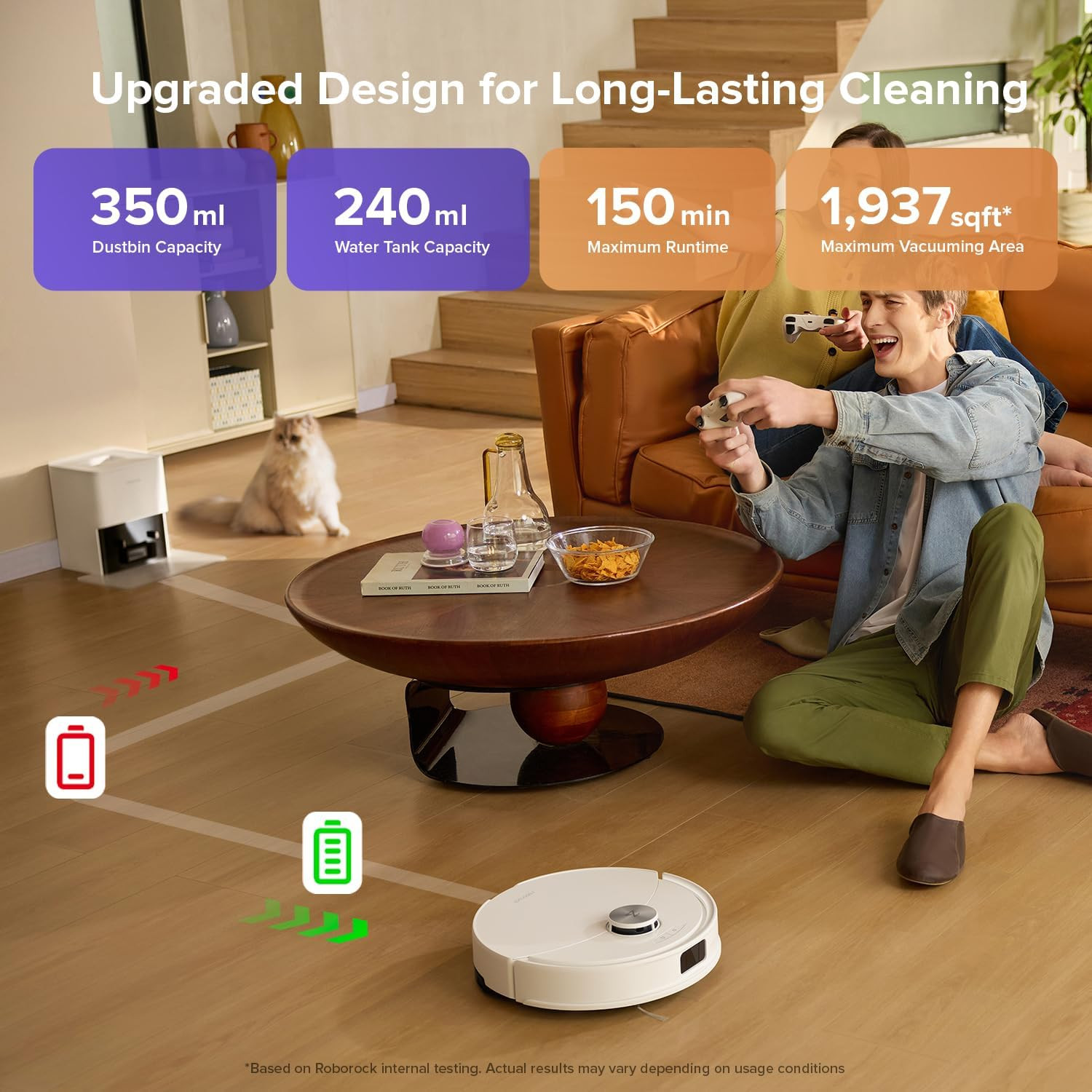 Roborock Q10 S5+ Robot Vacuum and Mop, 10,000Pa Suction, Upgraded from Q8 Max+,
