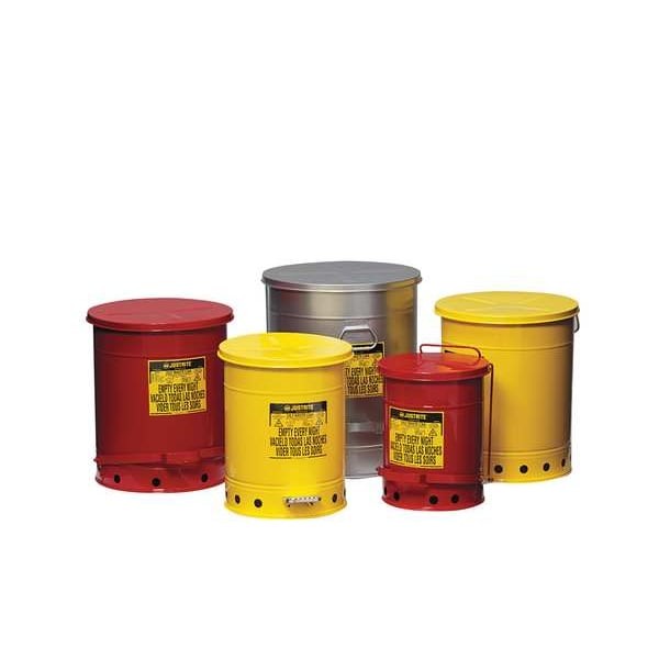 Justrite 09110 Oily Waste Can,6 Gal.,Steel,Red