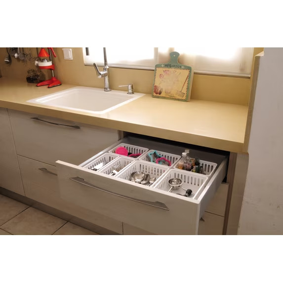 Mainstays 3-Pack Square Mini Plastic Storage Tray Organizers, Stackable Drawer O