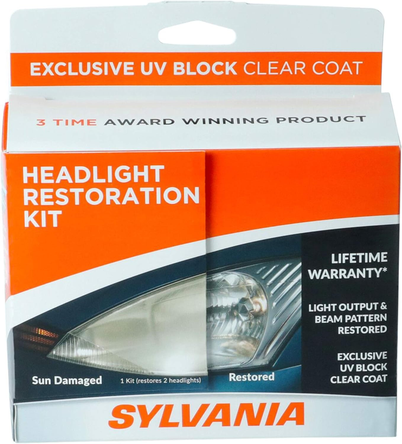 Sylvania Headlight Restoration Kit Renew Clarity Shine Easy 3 Step Process