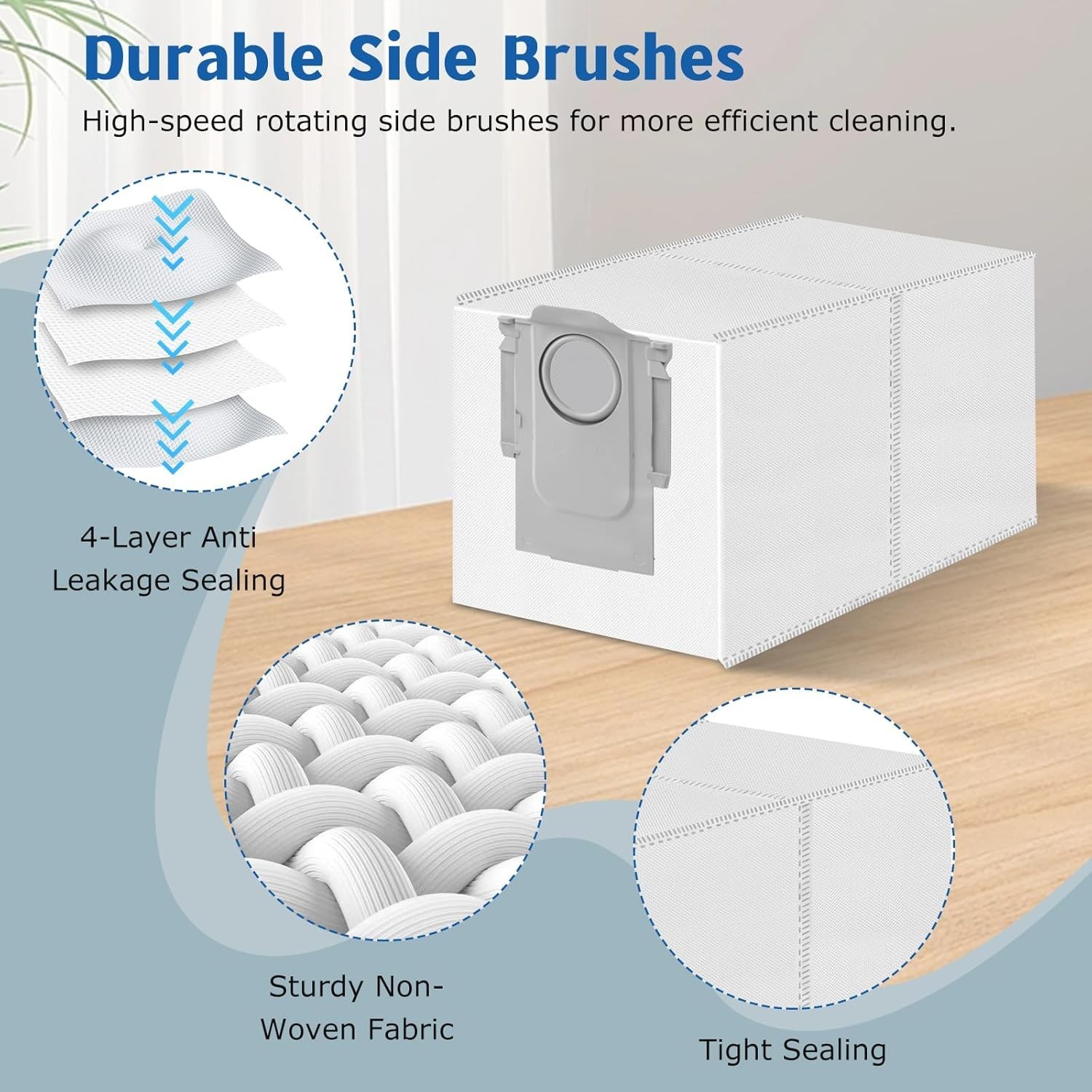 Roborock Qrevo Vacuum Accessories – 1 Main Brush, 4 Mop Cloths, 6 Dust Bags