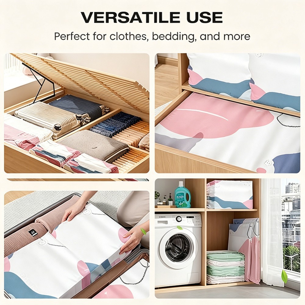 No‑pump Vacuum Storage Bags – Press & Seal,Reusable Space Saving Compression Bag