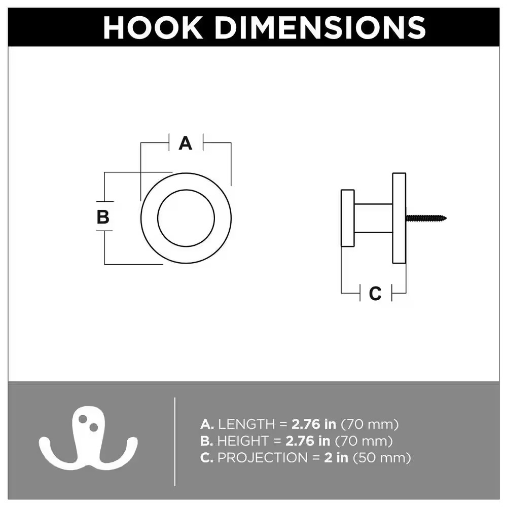 Modern round 2.75 In. Champagne Bronze Post Hook
