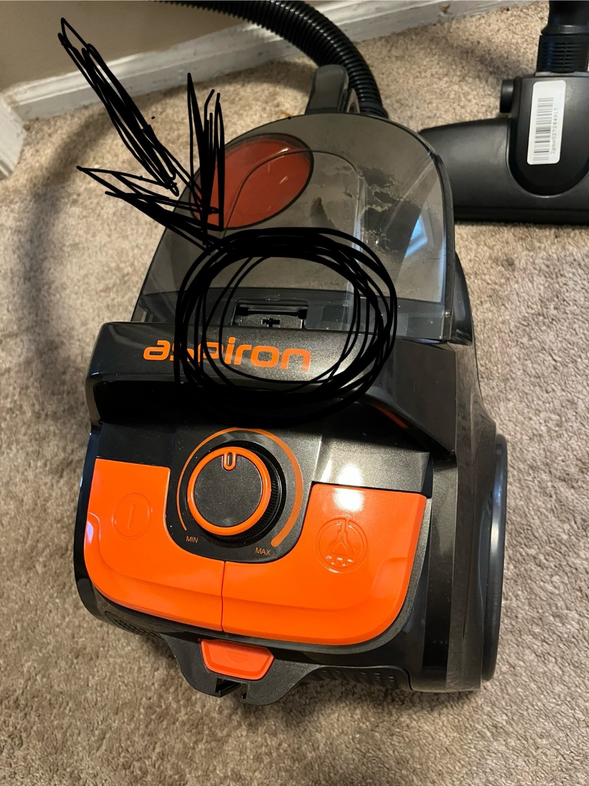 Aspiron Canister Vacuum with retractable cord (AS-CA006 -Tangerine)