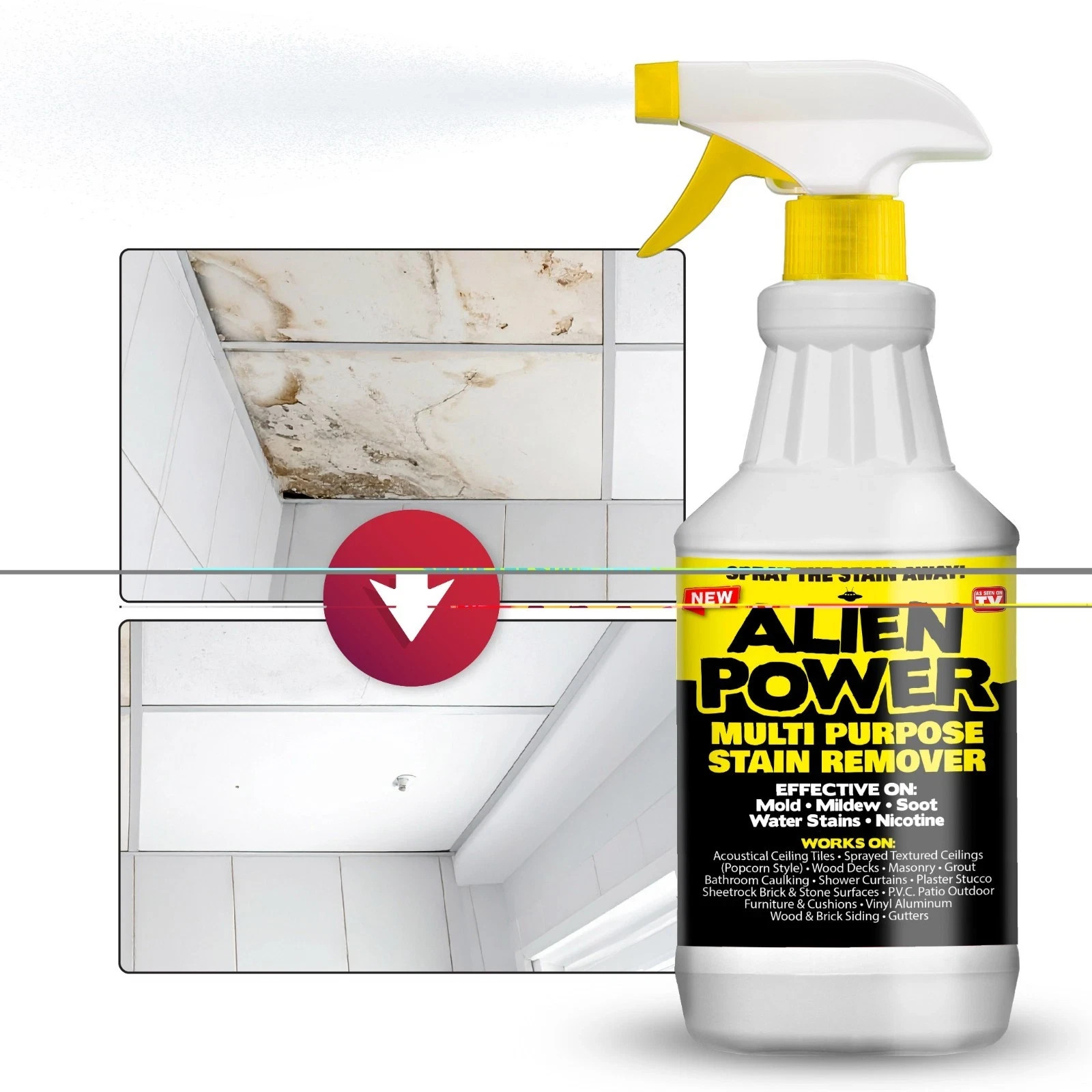 Alien Power Stain Remover Kit Mold, Mildew & Algae Cleaner with Spray Bottle New