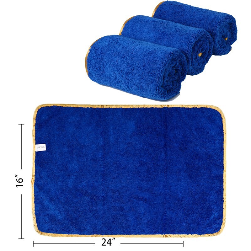 6 Pc Thick Microfiber Plush Towel Cleaning No-Scratch Rag Detailing 16″x24″ Blue