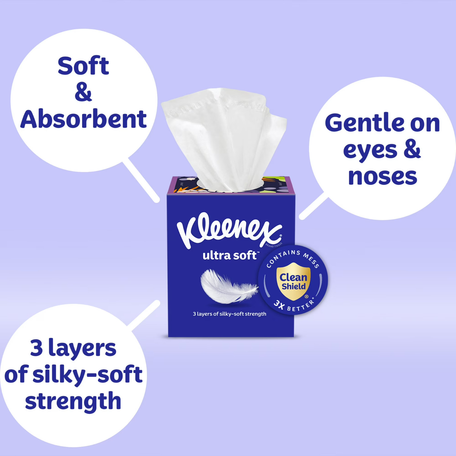 Kleenex Ultra Soft Facial Tissues, 4 Flat Boxes, 120 Tissues per Box