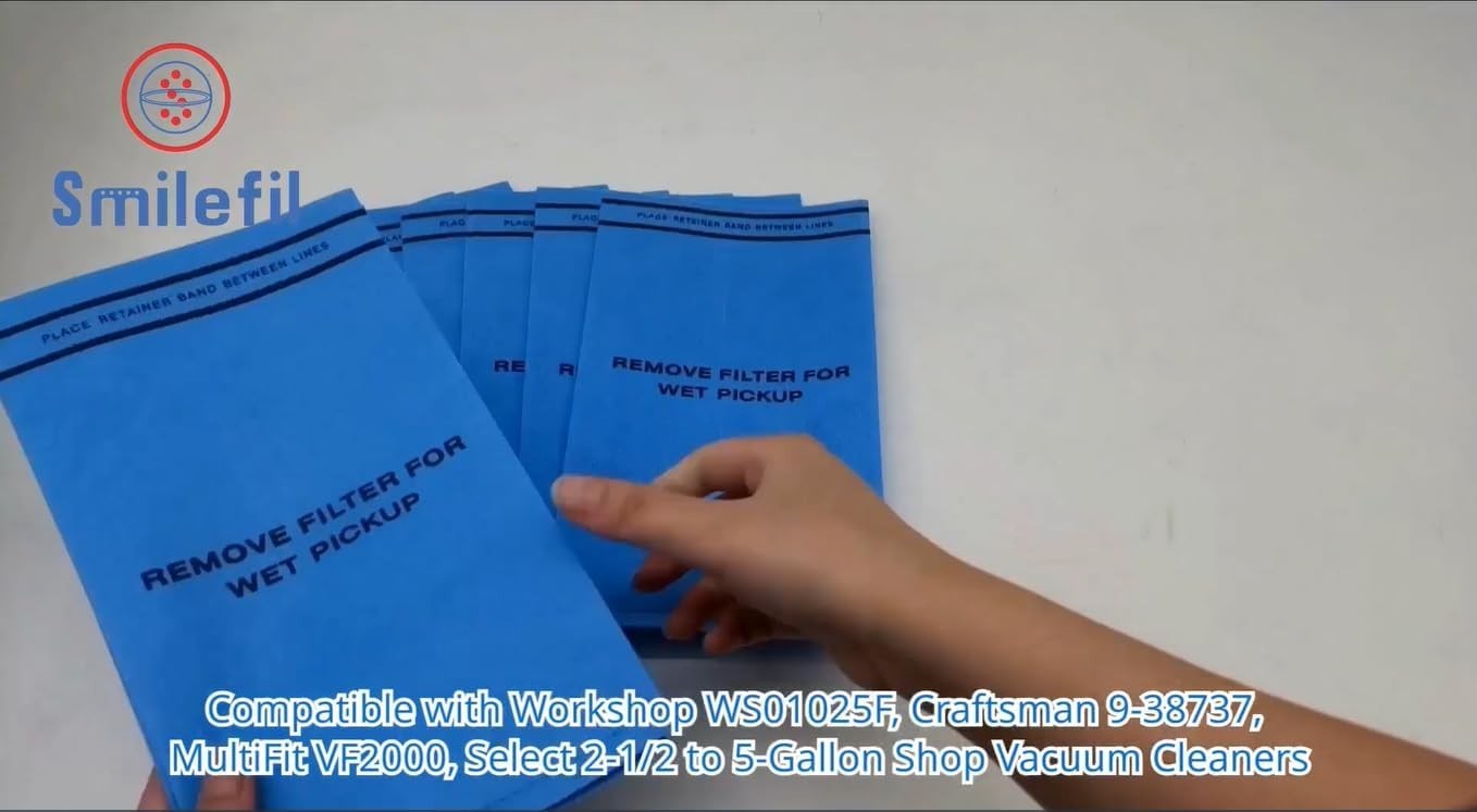 9 Pack Wet Dry Filter Bags for 2 – 2.5 Gallon Shop Vac Vacuum Stinger Craftsman