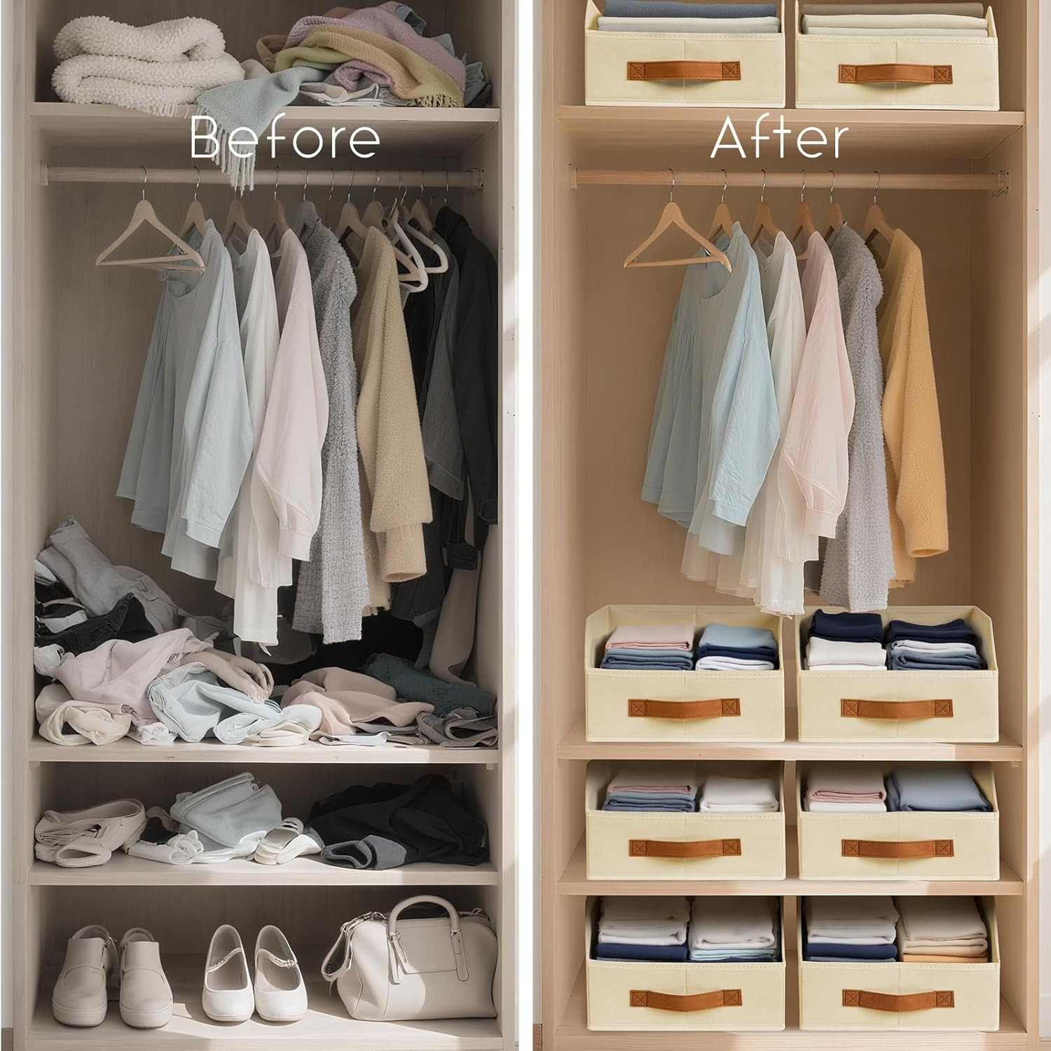 Fabric Storage Bins for Organizing – 6 Pack Large Trapezoid Collapsible Storage