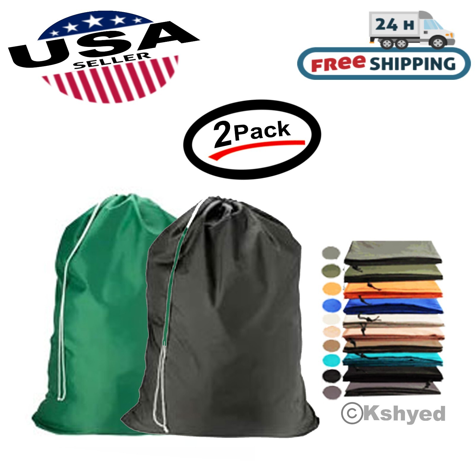 Large Laundry Bag Washable Heavy Duty Locking Drawstring Bag 29″X40″ (2 Pack)