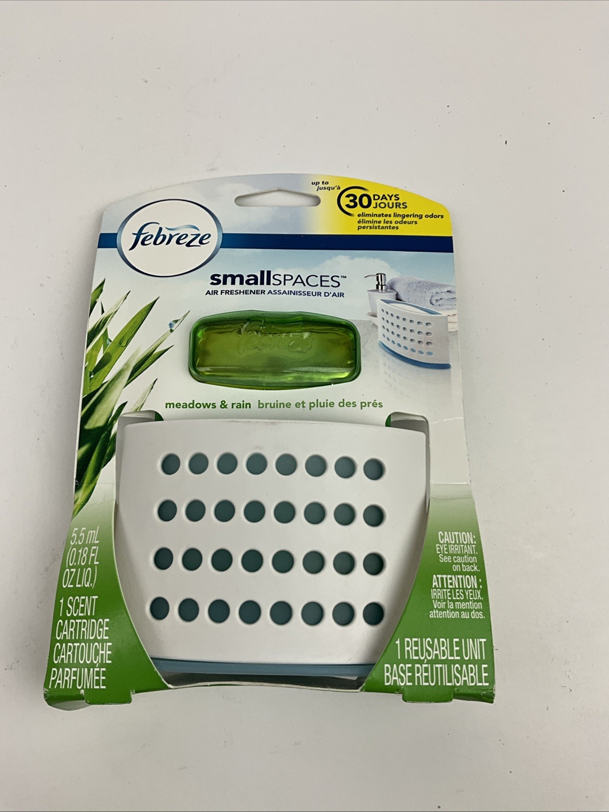 Febreeze Small Spaces Meadows and Rain Cartridge and Reuseable Base Unit New