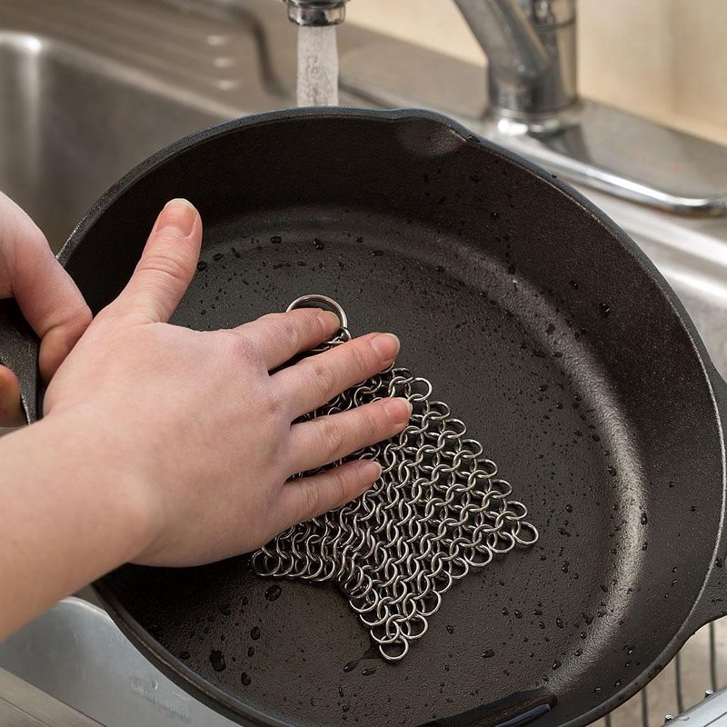 Extra Large Chainmail Scrubber for Cast Iron Woven Loops Surgical Steel 2 Pack