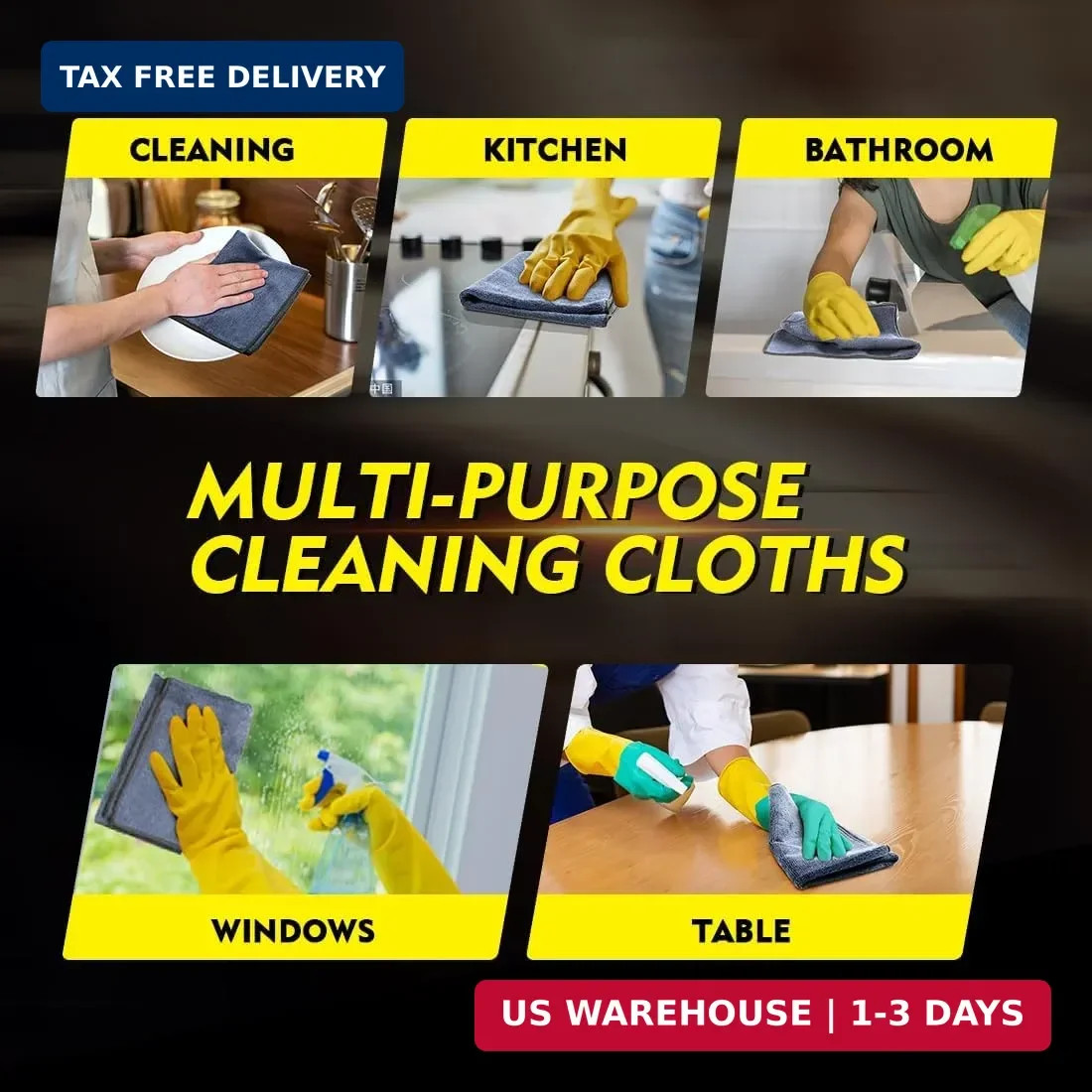 HOMEXCEL Microfiber Cleaning Cloths 12 Pack, Premium 16 x 16 inch Microfiber Tow