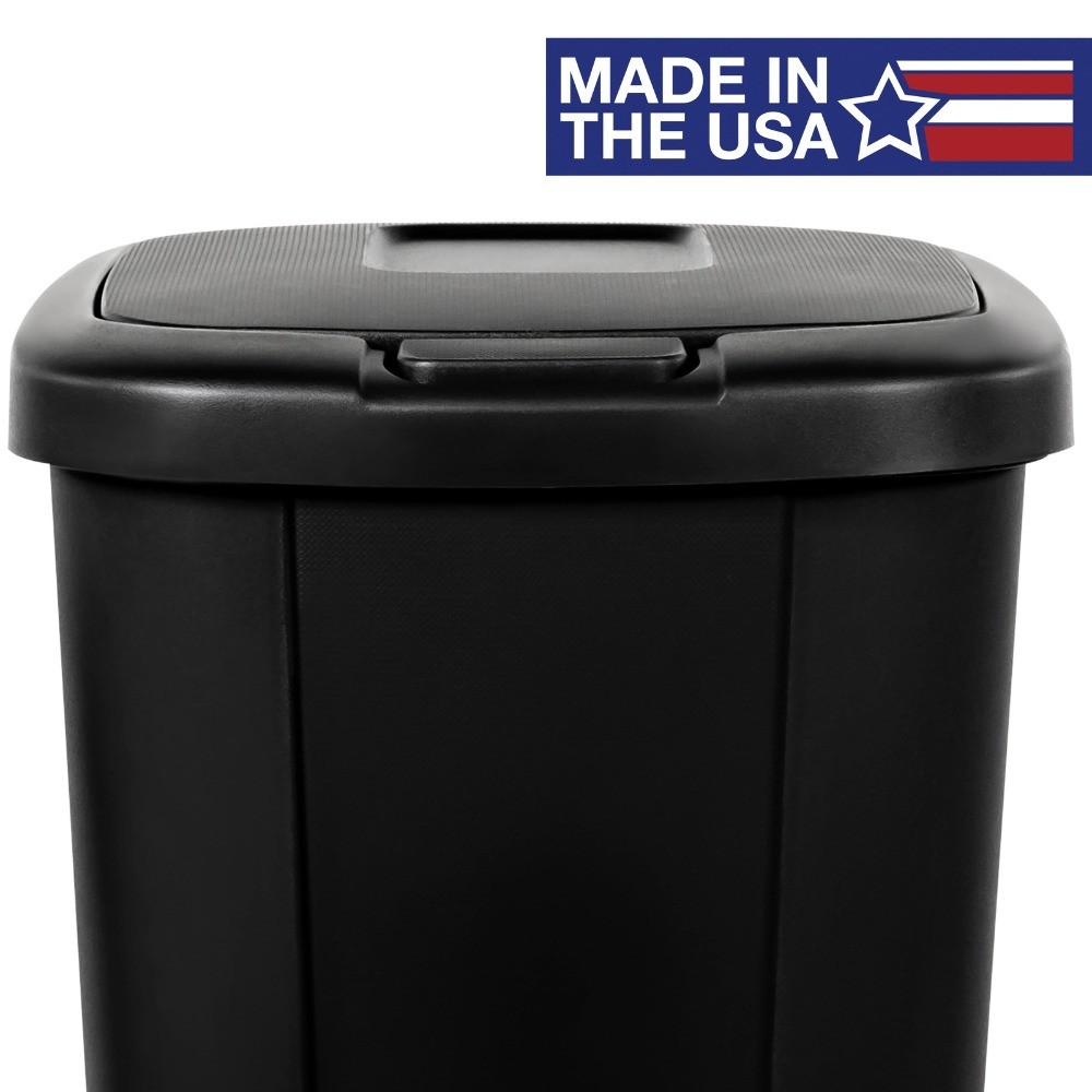 13gal Touch Top Trash Can, Kitchen Garbage Bin with Lid, Black