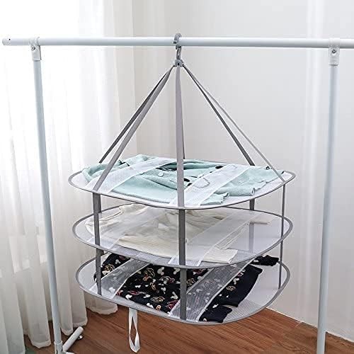 3-Tier Folded Mesh Clothes Hanging Dryer Sweater Drying Rack 30.3″ L * 24.5″ …