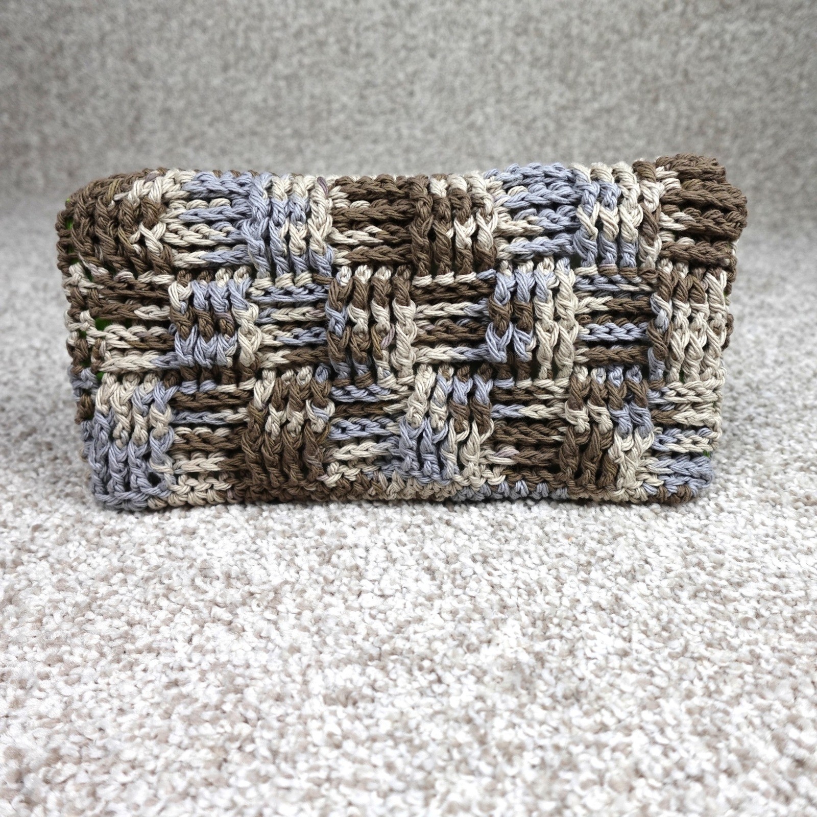Handmade Crochet Reusable Mop Cover Earth Tone Basketweave Swiffer Pad Brown Tan