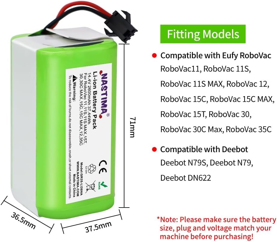 14.4V Li ion Battery Replacement for Eufy Robovac 11 11S 11S MAX 12 15C 15C MAX