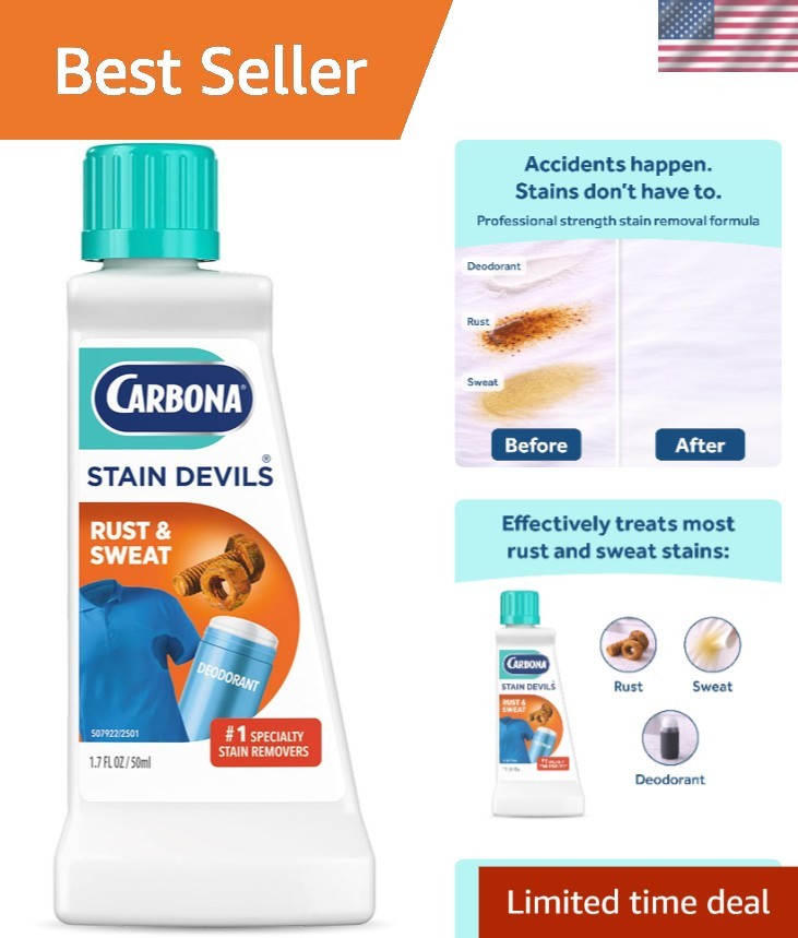 Stain Devils 1.7 Fl Oz – Targeted Rust & Perspiration Spot Cleaner for Fabrics