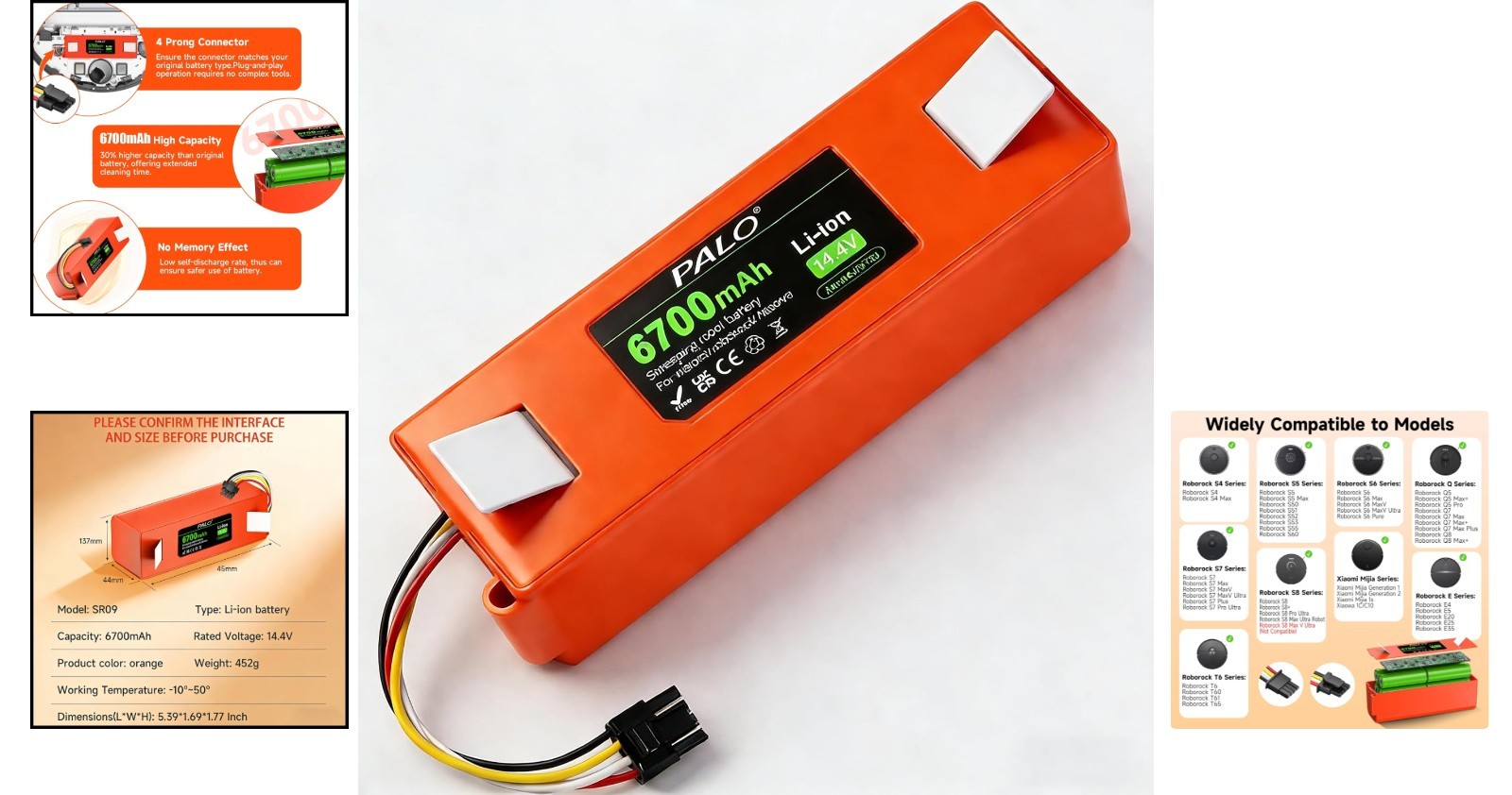 Rechargeable 14.4V Battery for Roborock S4 S5 S6 S7 S8 with Safety Features
