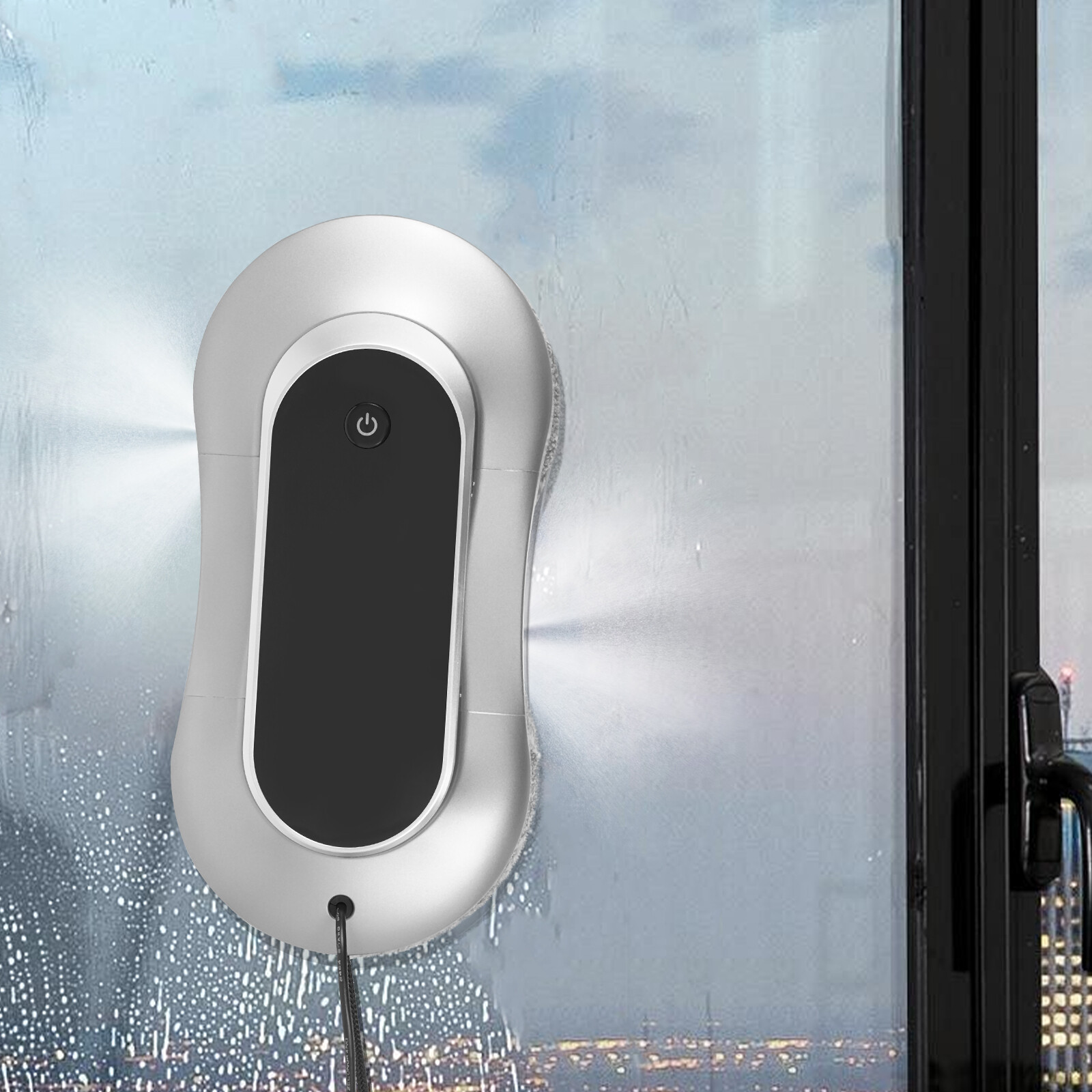 80W Bilateral Ultrasonic Nozzles Remote Silver-gray Smart Window Cleaning Robot