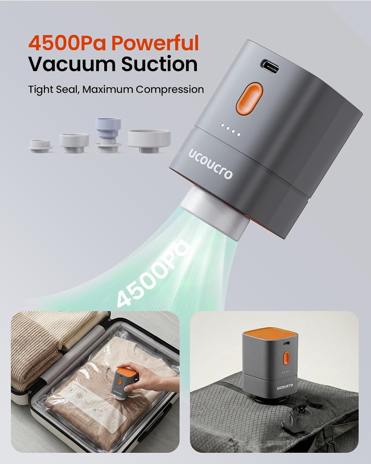 2-In-1 Cordless Electric Vacuum Pump, Rechargeable Vacuum & Inflate Air Pump for