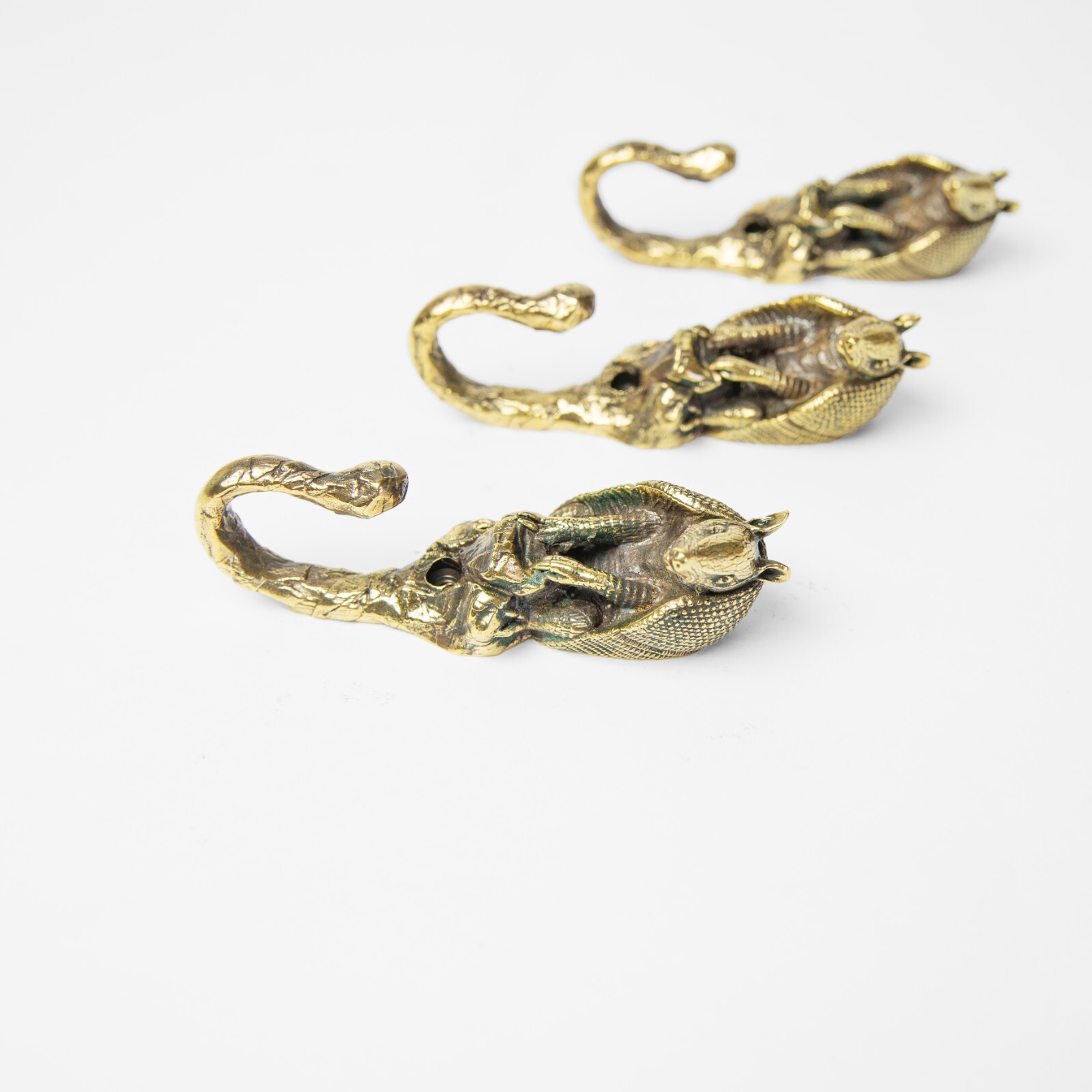 Armadillo, brass large hook, exquisite details. Perfect for clothes, towels, hat