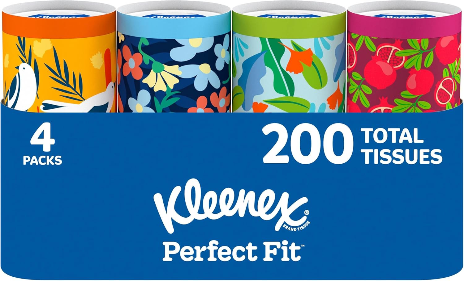 Kleenex Perfect Fit Facial Tissues, 4 Cannisters, 50 Tissues per Can, 2-Ply (200