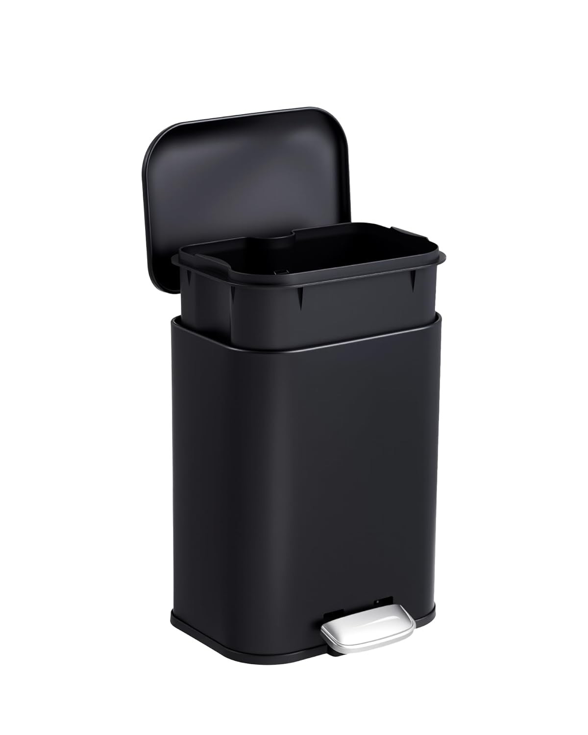 Modern Stainless Steel Trash Bin with Step-On Pedal & Removable Liner,1.2–13 Gal
