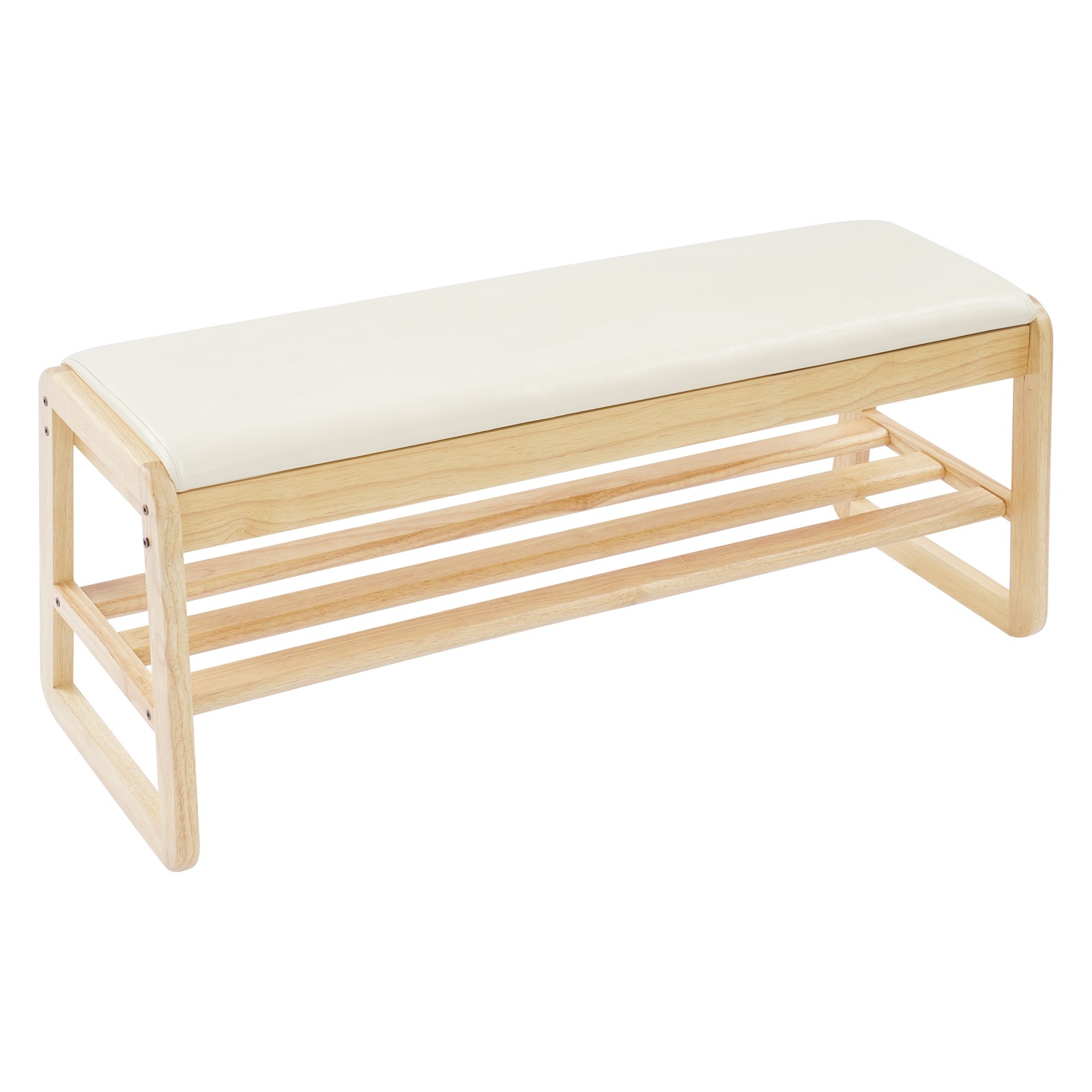2 Tiers Shoe Rack Bench Entryway Storage Stool w/ Cushion Boots Organizing Chair