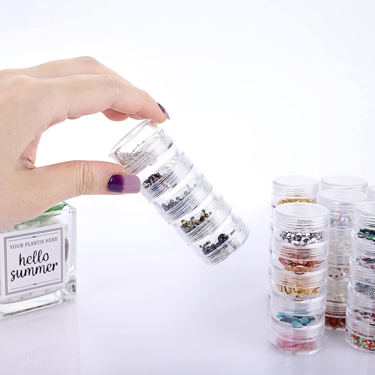 Layer Clear Plastic Round Storage Jars 5 Layer Piece Set Jewelry Storage