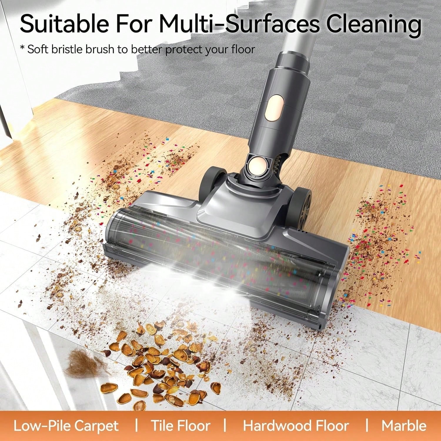 New Cordless Stick Vacuum 40-Min Runtime Self-Standing Gold 110V