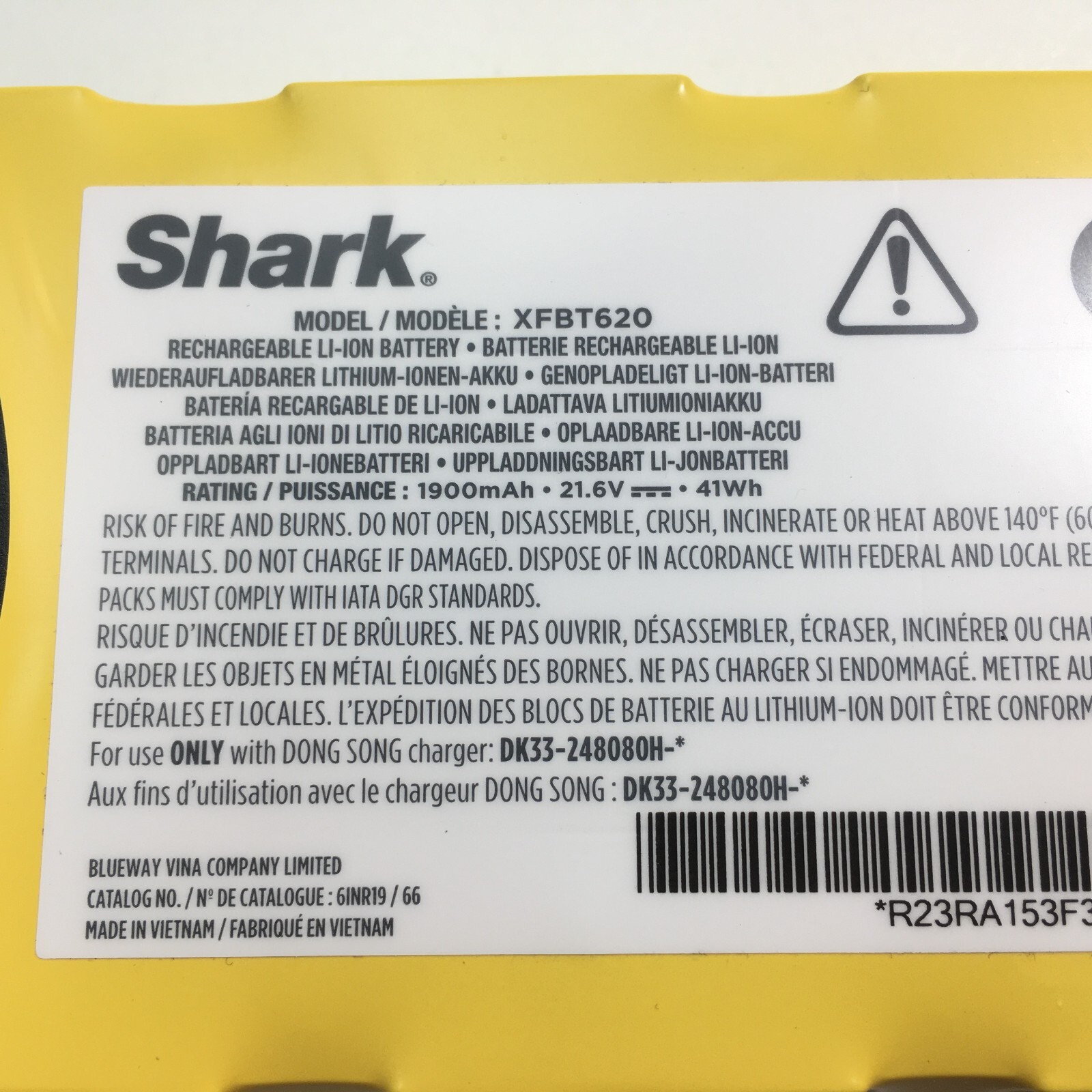 Genuine Shark IX141 IX140 IZ140 IZ142 RECHARGEABLE BATTERY 21.6V 1900mAh OEM