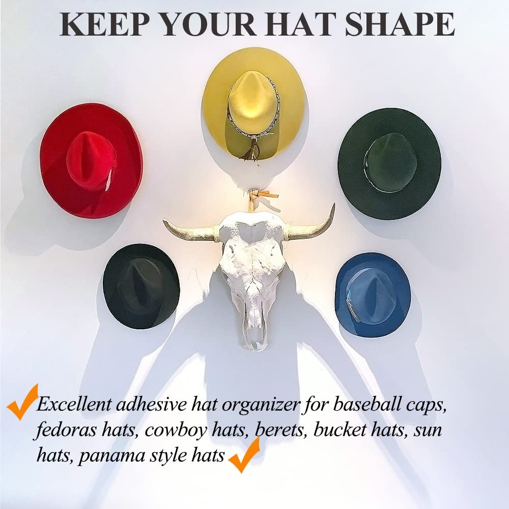 FOTYRIG Adhesive Hat Hooks Hat Hangers 10lbs Sticky Wall Rack for Baseball Ca…