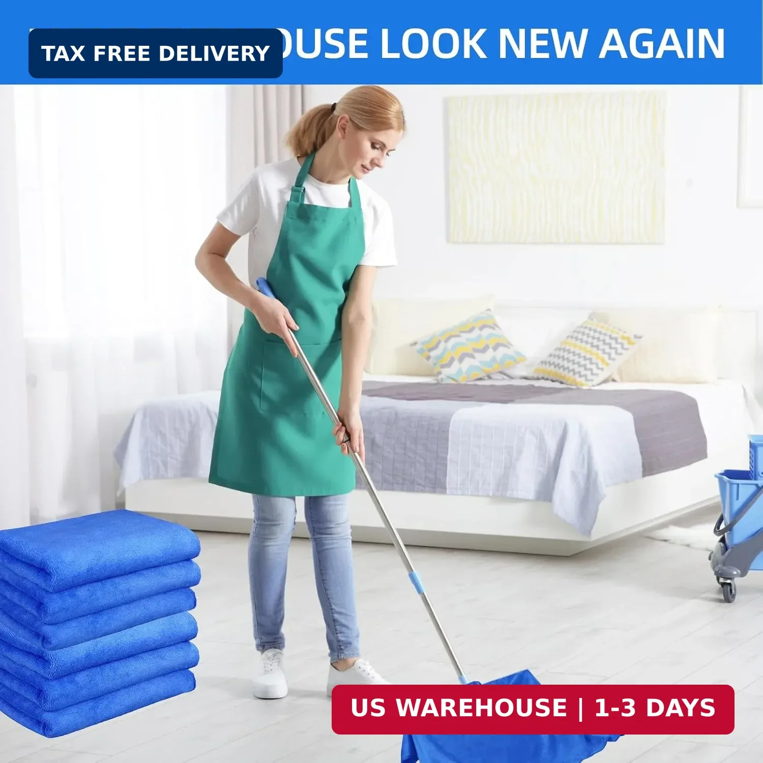 6 Pack Microfiber Cleaning Cloths Extra Large 30″ x 20″,XL Rags Washable Reusabl