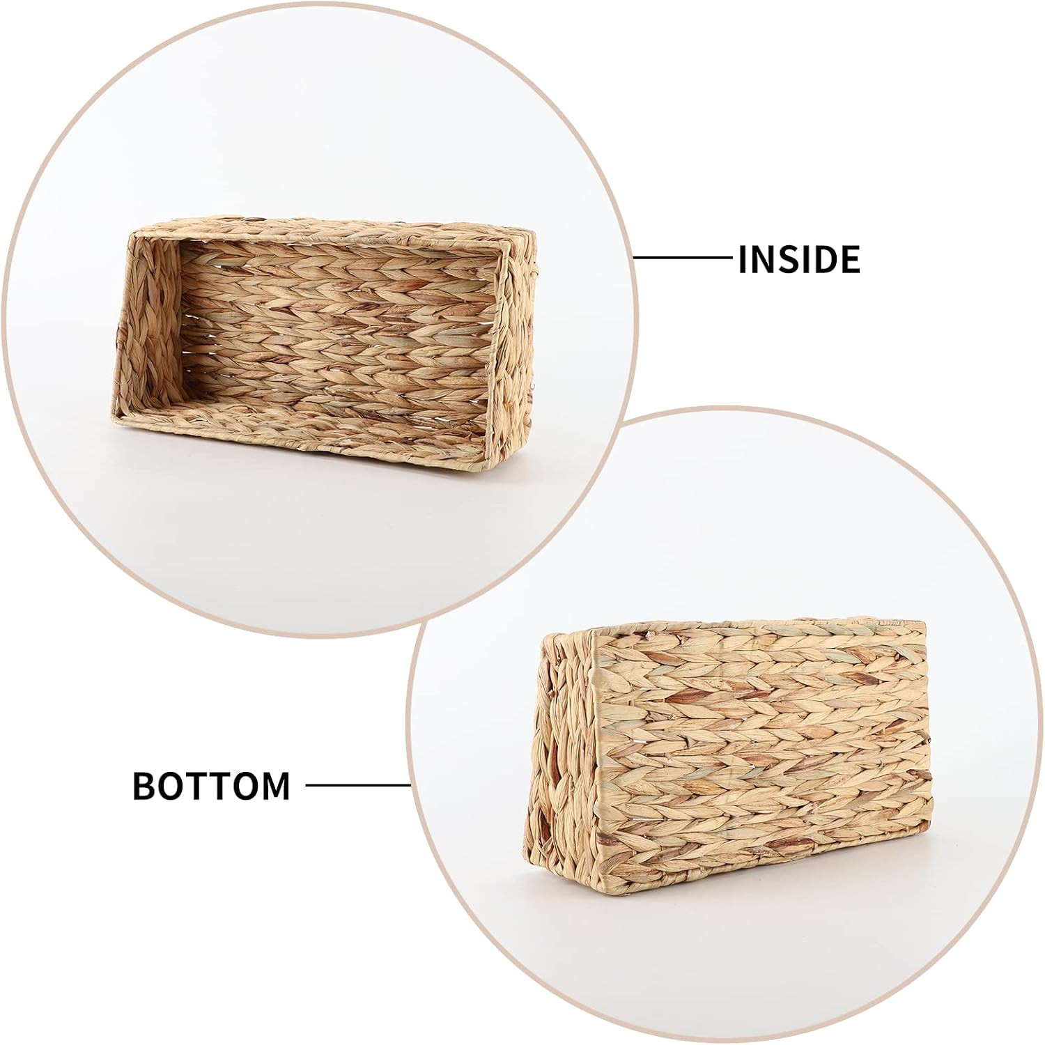 Hand Woven Water Hyacinth Trapezoid Baskets for Home Organization