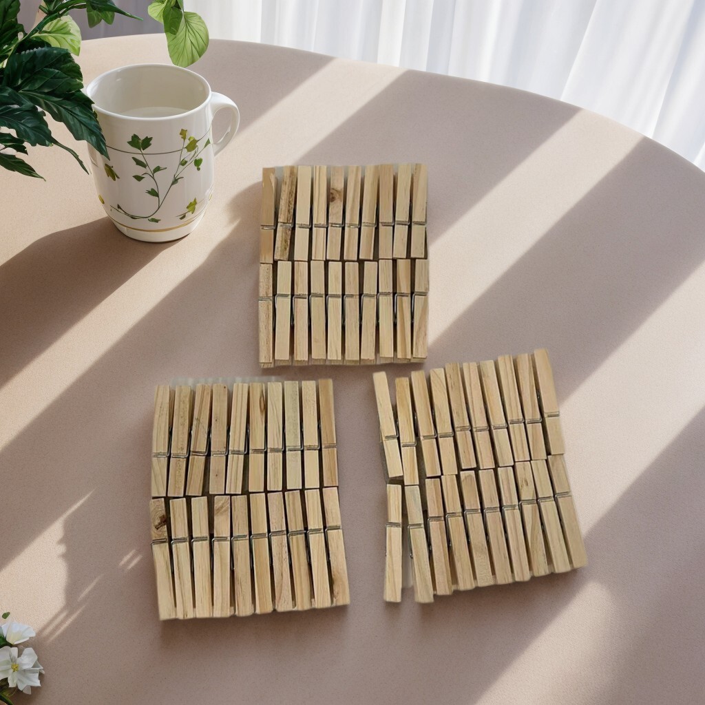 60 PCS Wooden Clothespins Heavy Duty Wood Clips for Laundry Crafts Photos