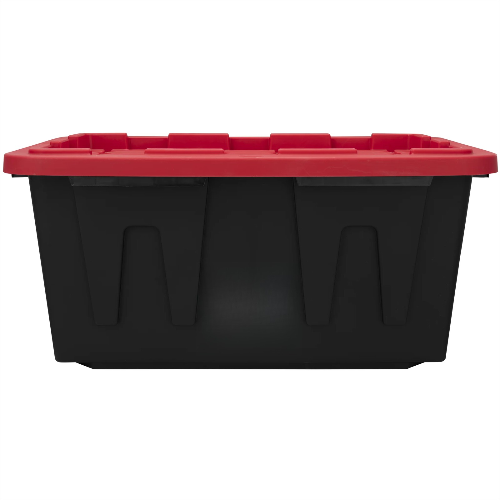 4-Pack 27 Gal Black & Red Storage Bins, Heavy Duty Plastic with Snap Lid