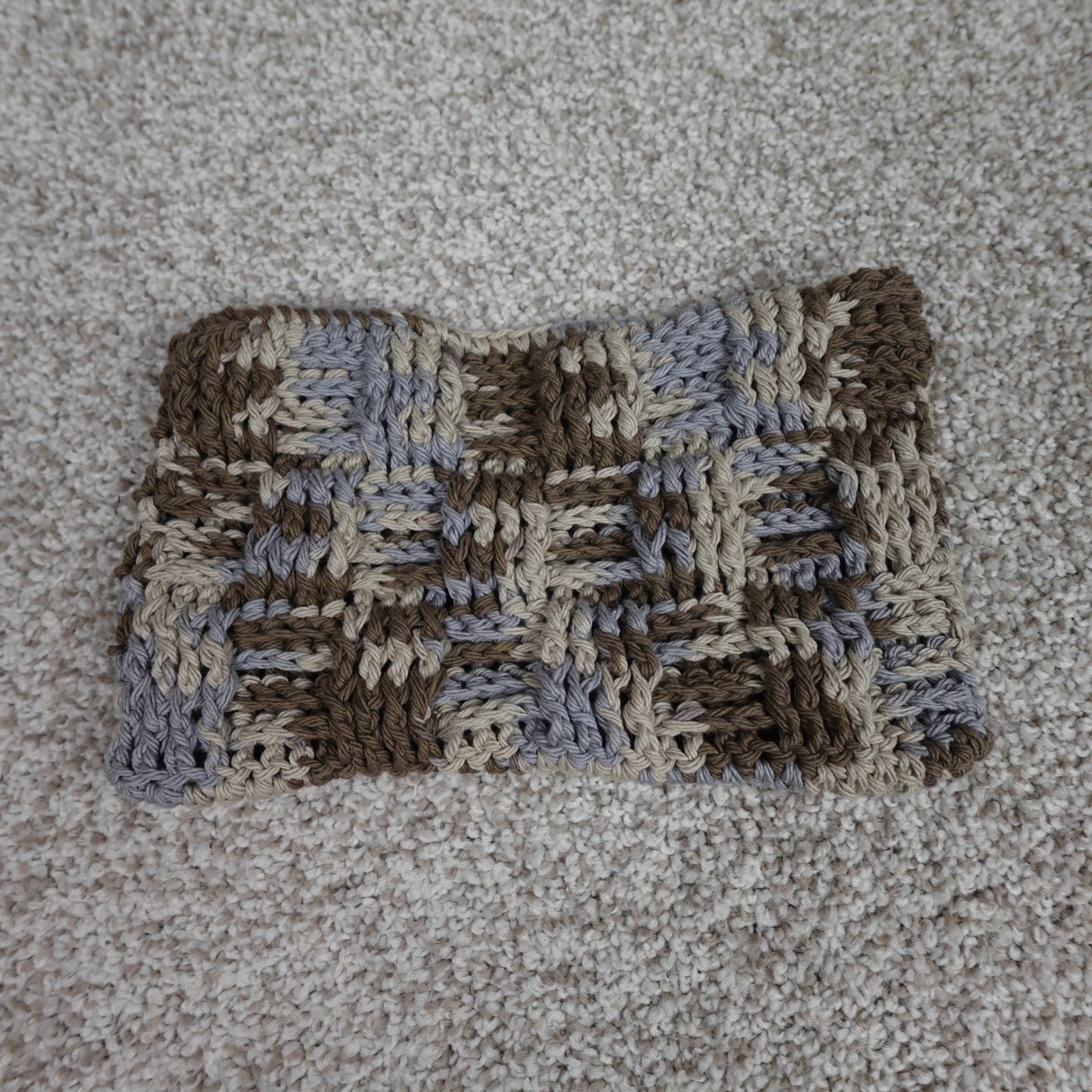 Handmade Crochet Reusable Mop Cover Earth Tone Basketweave Swiffer Pad Brown Tan