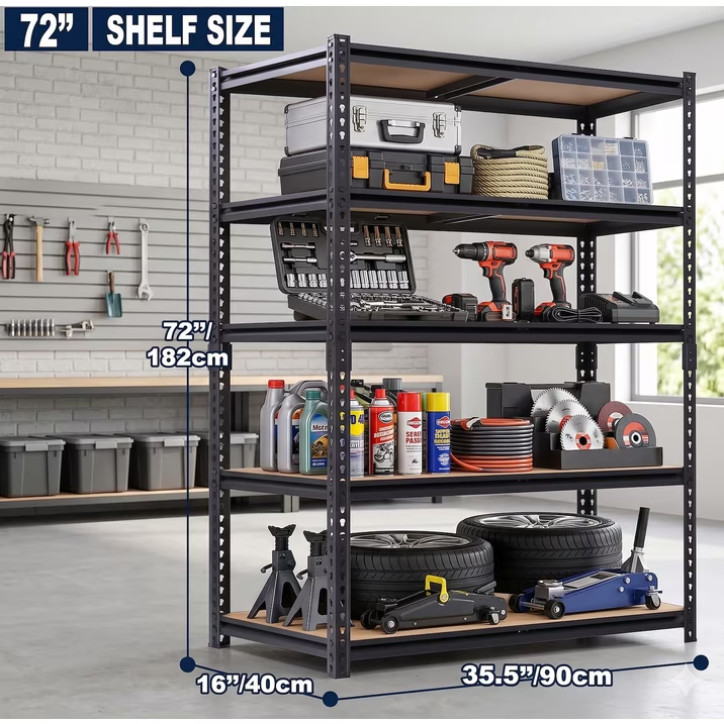 UBERLYFE Garage Storage Shelves Heavy Duty 2400 lbs, 72″H Metal Storage Shelves