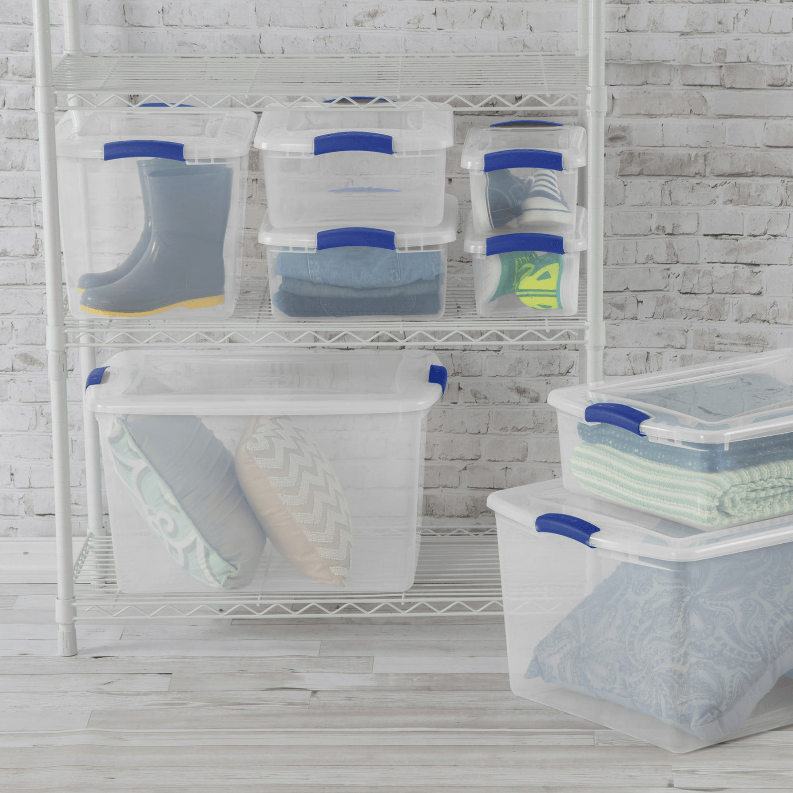 7 Quart Small Latching Storage Box Clear Plastic Bin with Lid 3 Pack Stackable