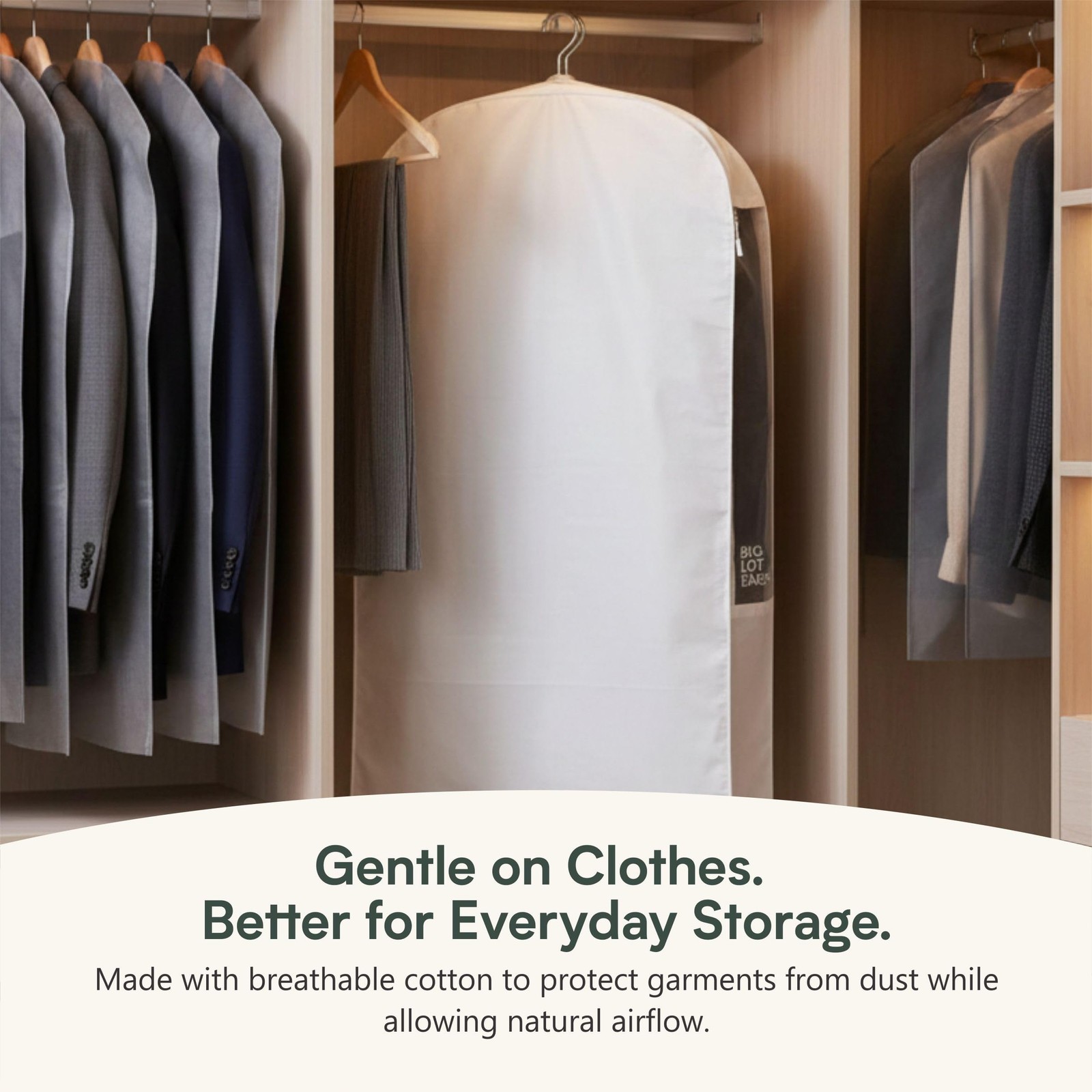 Premium Garment Bag for Hanging Clothes – Breathable Cotton Suit Bag for Clos…